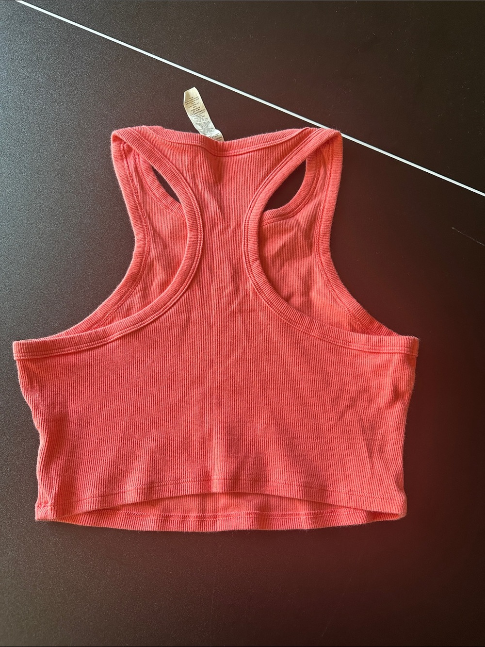 ALO Yoga Coral Pink Ribbed Racerback Crop Tank - Picture 5 of 5